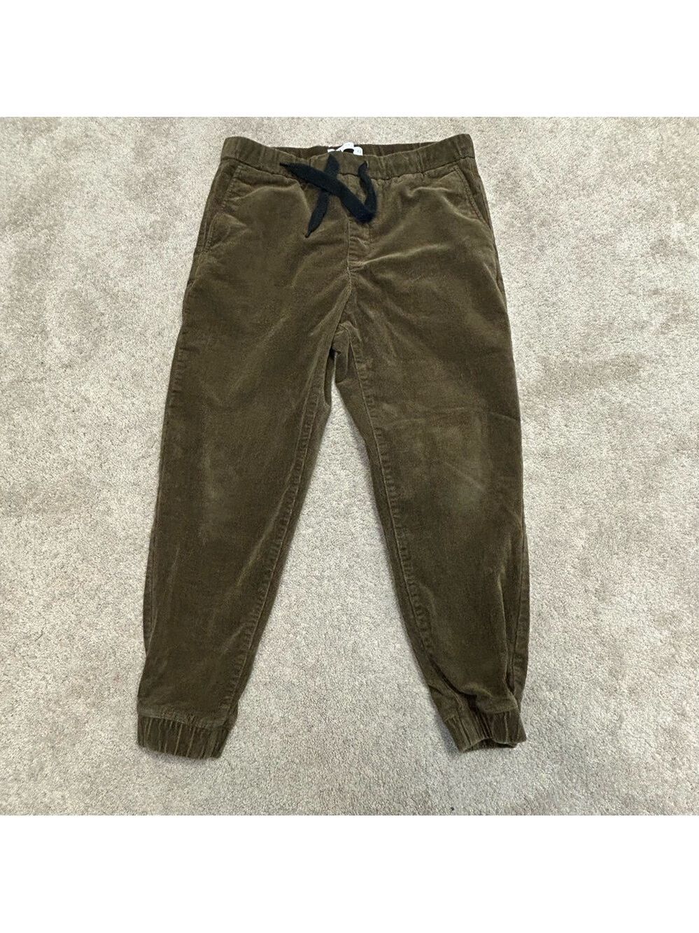 Zara men's Khaki brown corduroy jogger pants with drawstring waist pockets Sz M
